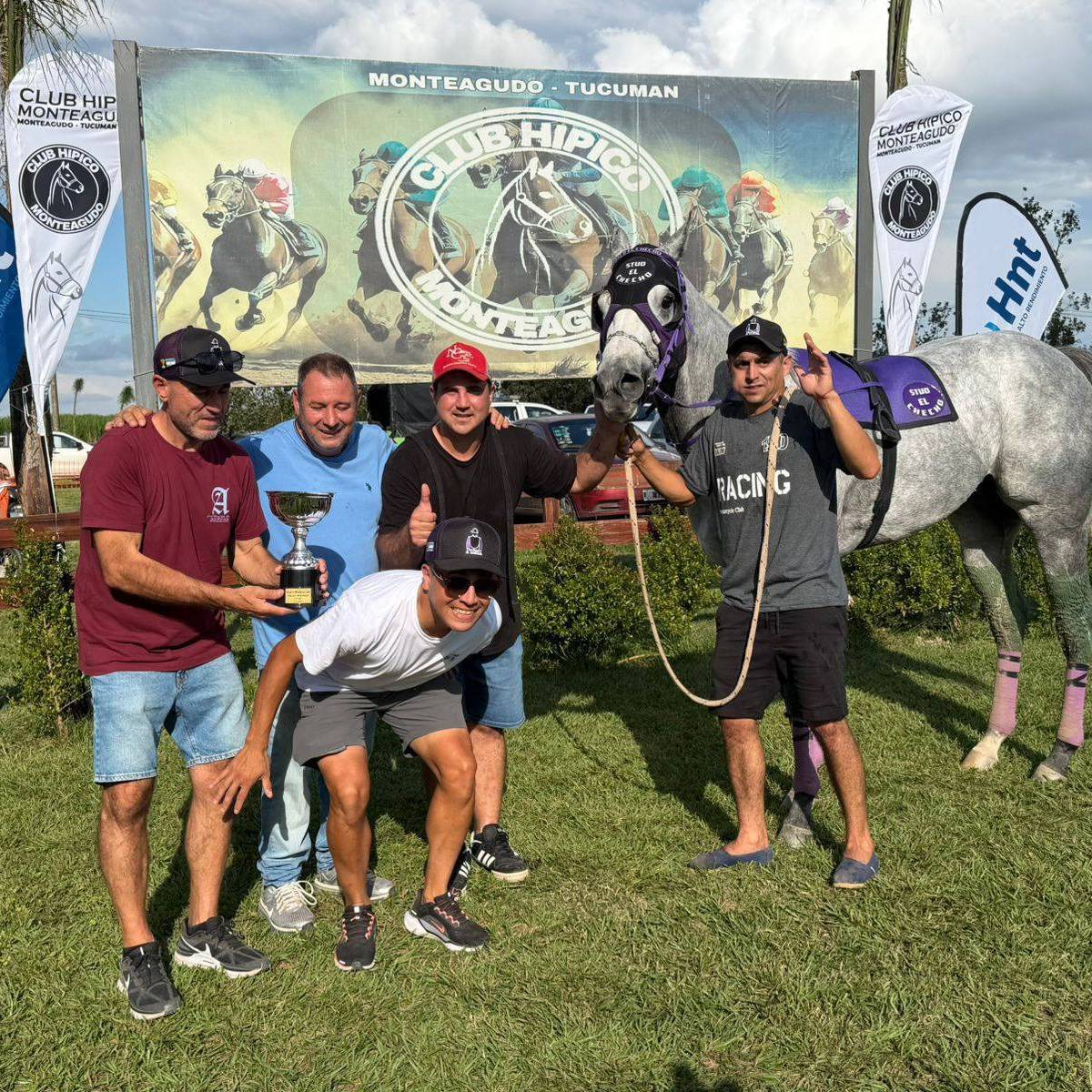Viento Blanco campeón en Monteagudo Tucumán con el Stud El Checo y banderas HNT